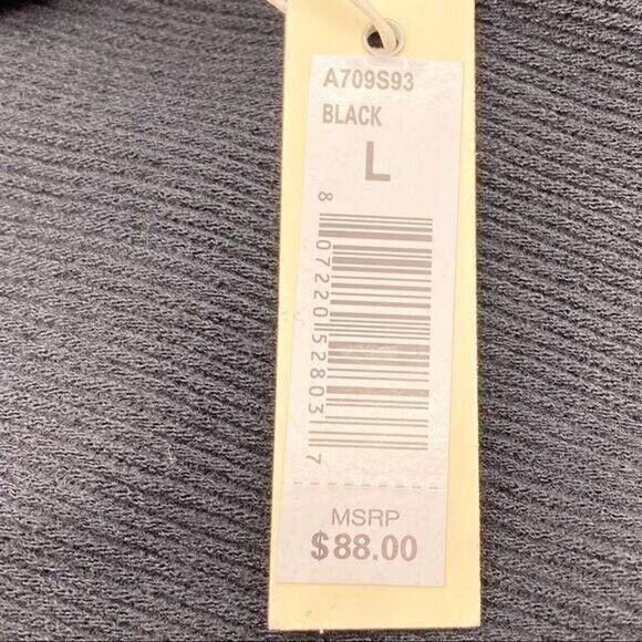 Max Studio Womens Top L‎ Black Mock Neck Button Sleeve Minimalist Quiet Luxury - Picture 8 of 12